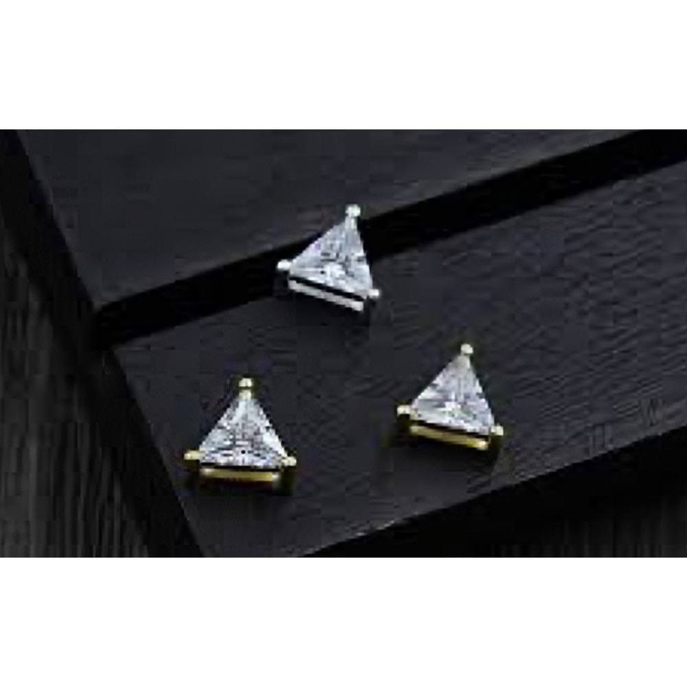 🆕 Gold Plated S925 Triangle Stud Bead Charm Cubic Zirconia Gold Minimalist‎